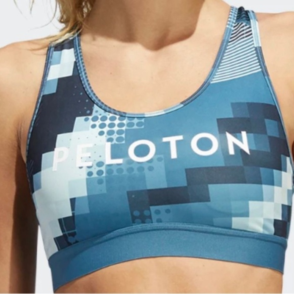 Adidas x Peloton Sports Bra, blue digi print, size S NWT
